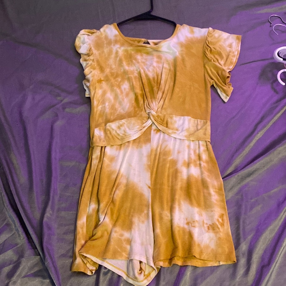 gold and white tie dye tie dress